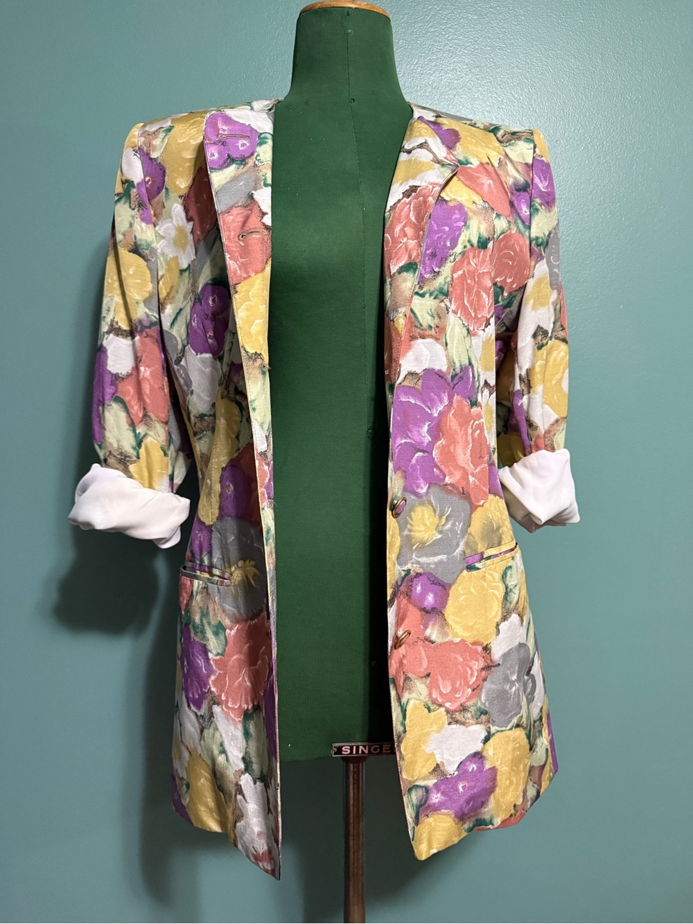 80’s/90’s London Fog collectables longline viscose floral blazer - Picture 3 of 6